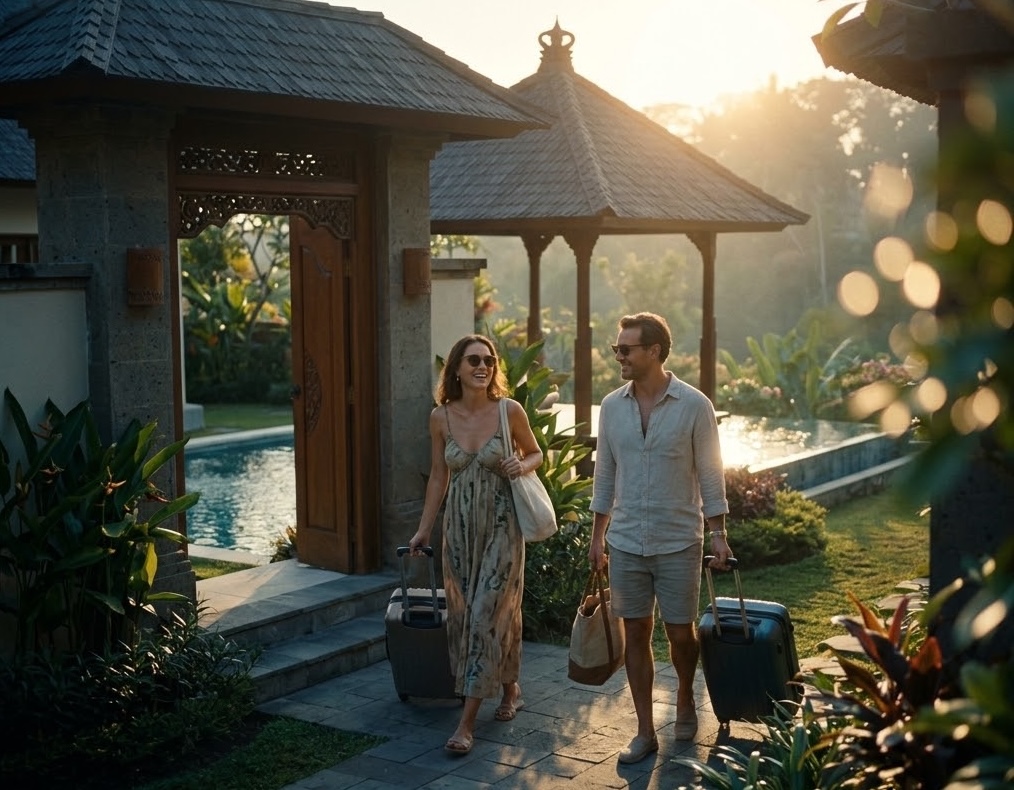 Guests arriving at a Bali villa
